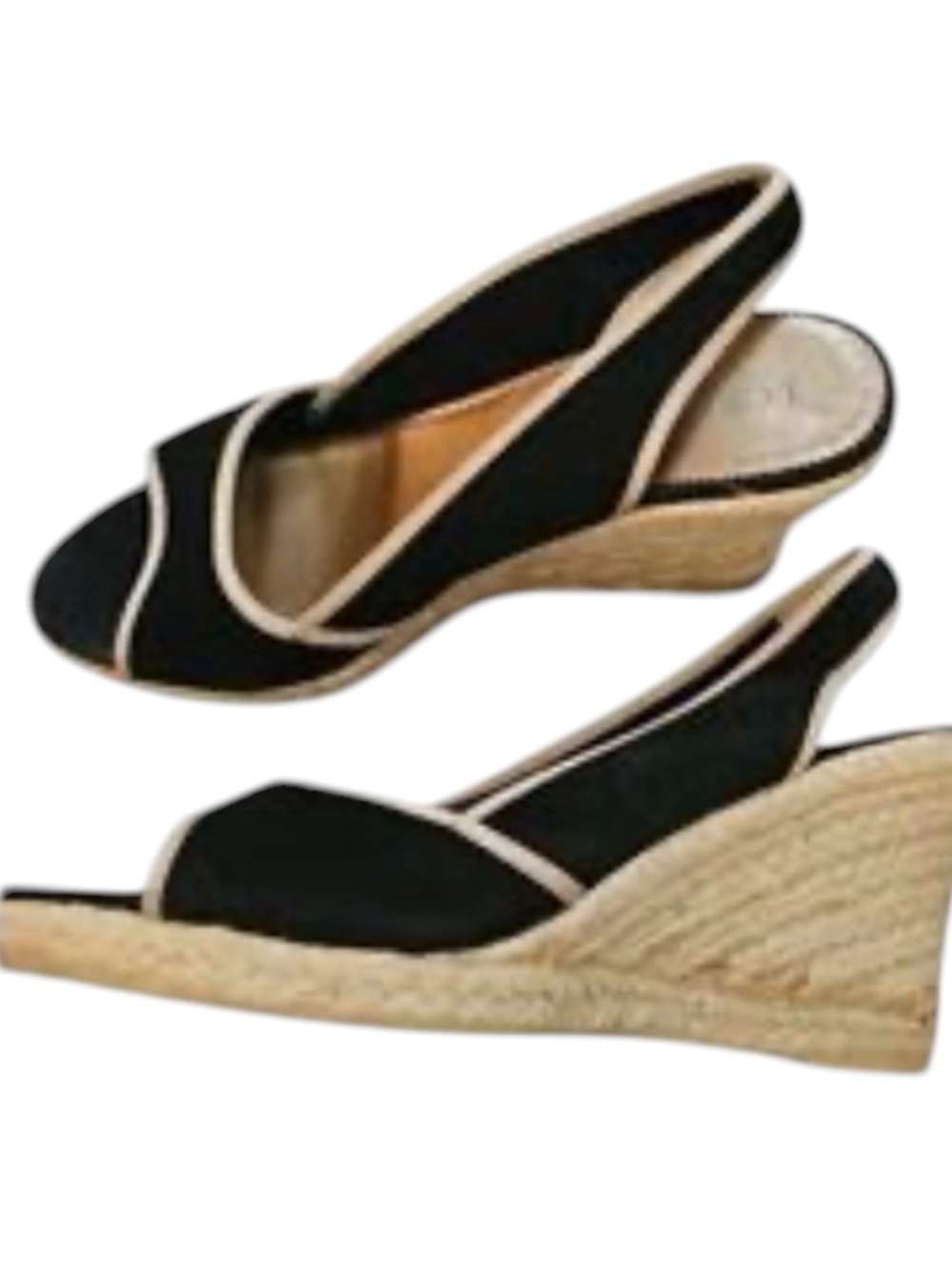 New J. Crew Black Suede Espadrille Wedge Slingback w/ Jute. size 12